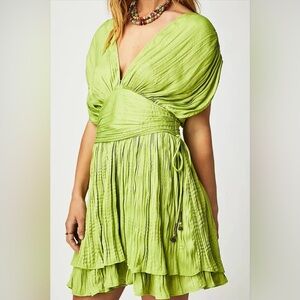 Free People Bonny Mini Dress (Medium) - Lime Green